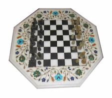 18 Marble Chess Game Table Top Floral Inlay Pietra Dura Work"