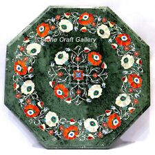 18 Green marble corner Table Top Semi precious stones Pietradura​ Work"