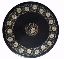 18 Black Marble Center Coffee Table Top Semi Precious Stones Inlay Work"