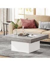 Tribesigns Farmhouse Coffee Table Square LED Coffee Table Engineered Wood Low - Ontario - US