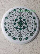 18 white Marble Center Table Top Semi Precious Stones round Inlay Home mn4"