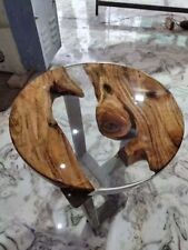 Clear Epoxy Resin Top Coffee Table Top Wooden Live Edge Cafeteria Home Decors