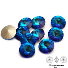 Blue Color Rivoli Rhinestones Round Crystals DIY Craft Arts Garment Accessories