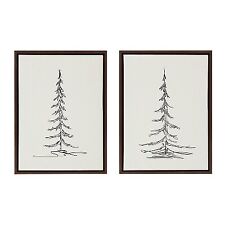 (Set of 2) 18 x 24" Sylvie Minimalist Evergreen Trees Sketch Framed Canvas Set - US"