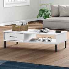 Coffee Table with Metal Legs White Solid Wood Pine OSLO