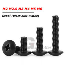 Phillips Truss Head Machine Screw Bolts M2 M2.5 M3 M4 M5 M6 Black Zinc-Plated - CN