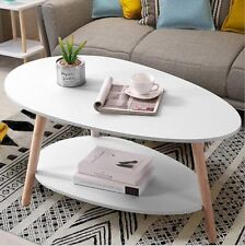 2 Tier Coffee Table-Oval Wood Table with Open Shelving for Storage and Display - Chino - US