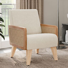 Accent Armchair with Solid Wood Frame, Linen/ Toweling - Mumbai - India