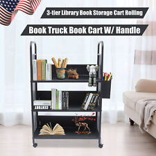 3-tier Library Book Storage Cart Rolling Mobile Office Book Storage Shelf Cart - Chino - US