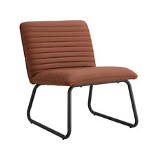 Brown Minimalist Armless Sofa Chair Plush Cushion Backrest Paired Metal Legs - El Monte - US