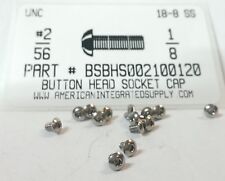 #2-56x1/8 Button Head .050 Hex Socket Cap Screws 18-8 Stainless Steel (50) - Detroit - US"