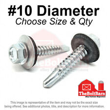 #10 Hex Rubber Sealing Washer Self Drilling Sheet Metal Screws Pick Length & Qty - Cleveland - US