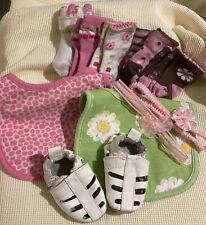 Lot of baby items 0-6 Month Robeez Shoes & Socks Bibs & Girly Bows🤗 Look