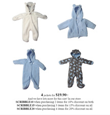 Baby Warm, & Fluffy Winter Bundle (4 Items) - 3 Coveralls + 1 Jacket - 3 Months