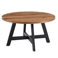 Coffee Table Modern Round Table MDF Walnut Top Metal Base 24 In Wide 16.5 H - Lorain - US