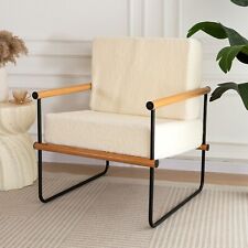 Modern Metal and Wood Framed Upholstered Armchair Accent Chair - Mumbai - India