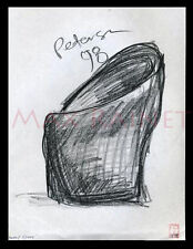 Stump Chair ORIGINAL charcoal drawing n paper SIGNED minimalist furniture design - Toronto - Canada