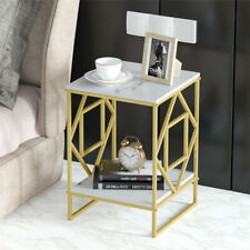 2 Tier Square Coffee Table Sofa Side End Table Marble Storage Shelf Living Room - Toronto - Canada