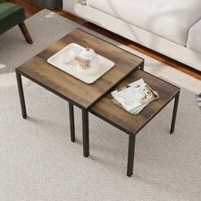 Nesting Coffee Table Set of 2, Square Modern Stacking Table with Oak-square - Mumbai - India