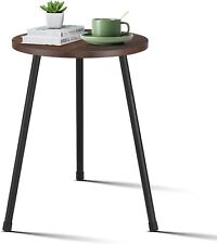 Round Side Table, Small Accent End Table for Living Room, Rustic Brown - San Ramon - US