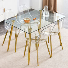 Set of 6 Dining Chairs Metal Legs Modern Minimalist Transparent Armless Crystal - Mumbai - India