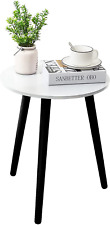 round Side Table, White Nightstand Coffee End Table for Living Room, Bedroom, Sm - Toronto - Canada