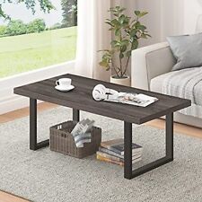 Rustic Coffee Table, Wood and Metal Simple Industrial Modern Center Table, Mi... - Seattle - US