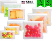 Reusable Silicone Food Fresh Bag Seal Storage Container Freezer Ziplock(9Pack)
