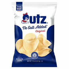 Utz Quality Foods No Salt Added Potato Chips, 7.75 oz. Family Size Bags