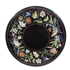 24 Black Marble Coffee Table Top Marquetry Inlay Floral Christmas Gift Decor"