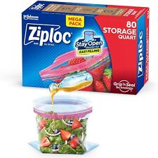 Ziploc Quart Food Storage Freezer Bags, Grip 'n Seal Technology, 80 Count