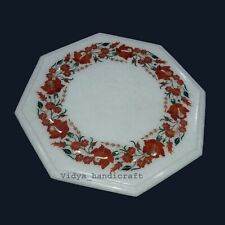 12 Marble Corner Table Top Carnelian Stone Mosaic Floral Inlay Home Decor Gift"