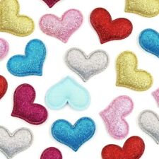 50Pcs Glitter Heart Patches Handmade Colorful Applique Garment Craft Accessories