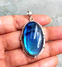 Labradorite Pendant 925 Sterling Silver Blue Flash Gemstone Jewelry MO995