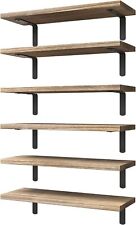 WOPITUES Wood Floating Shelves Set of 6, for 16.5 Inch, Rustic Brown - Brooklyn - US