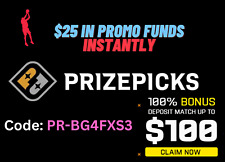 PrizePicks $25 in free funds and $100 deposit match / Fantasy Sports Promo Code!