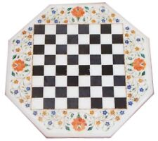 18 Semi Precious Stone Handmade Inlay Marble Chess Game Table Top"