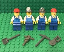 Lego 4 City Construction Worker Mini Figure With Hard hat,headlamp,tools Utensil