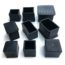 PVC Black Rectangle Rubber Chair Table Feet Furniture Tube Pipe End Cover Caps