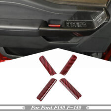 For 2021-2023 Ford F150 F-150 Red Carbon Interior Door Handle Decor Trim Strips