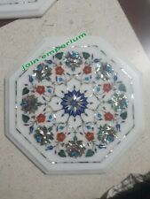 12'' White Marble Table Top Coffee Center Inlay Malachite handmade Lapis fr14