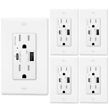USB C Wall Outlet Smart 4.8A Fast Charging Tamper Resistant with Plate UL 5Packs - South El Monte - US