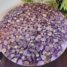 30 Natural Amethyst Stone Side Coffee Table Top Morden Handmade Furniture Decr"