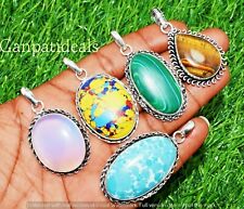 Larimar & Mix Gemstone Pendant 925 Silver Plated Wholesale Jewelry 5pcs Lot