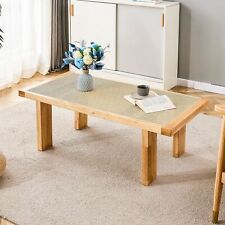 Modern Minimalist Rectangular Rattan Tabletop with Rubber Wood Legs - Mumbai - India