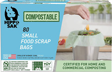 Hippo Sak Compostable Small Food Scrap Bags, 80 Count