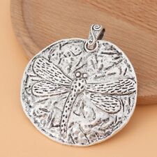 2 x Tibetan Silver Large Hammered Dragonfly Charms Pendants for Jewellery Making