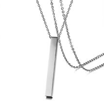 Personalised Vertical Bar Necklace Stainless Steel Engraved Jewellery Gifts