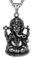 Men's Buddhist Amulet Stainless Steel Ganesha Necklace Pendant Jewelry Gift