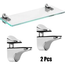 2 x Zinc Alloy Adjustable Shelf Clamp Glass Shelf Support Plate Holder Bracket